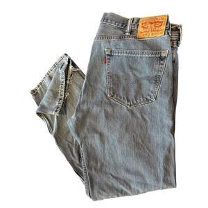 Levis 505 Regular Fit Jeans 38x32 Blue Light Wash, Distressed